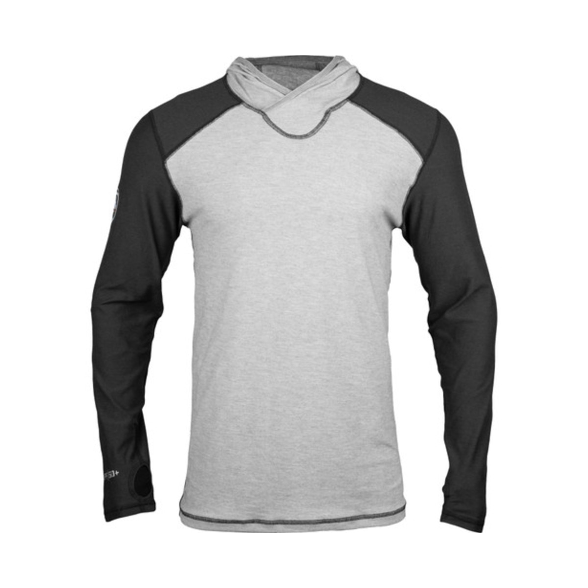 DragonWear Pro Dry Tech Long Sleeve Shirt with Hood in Black-Gray